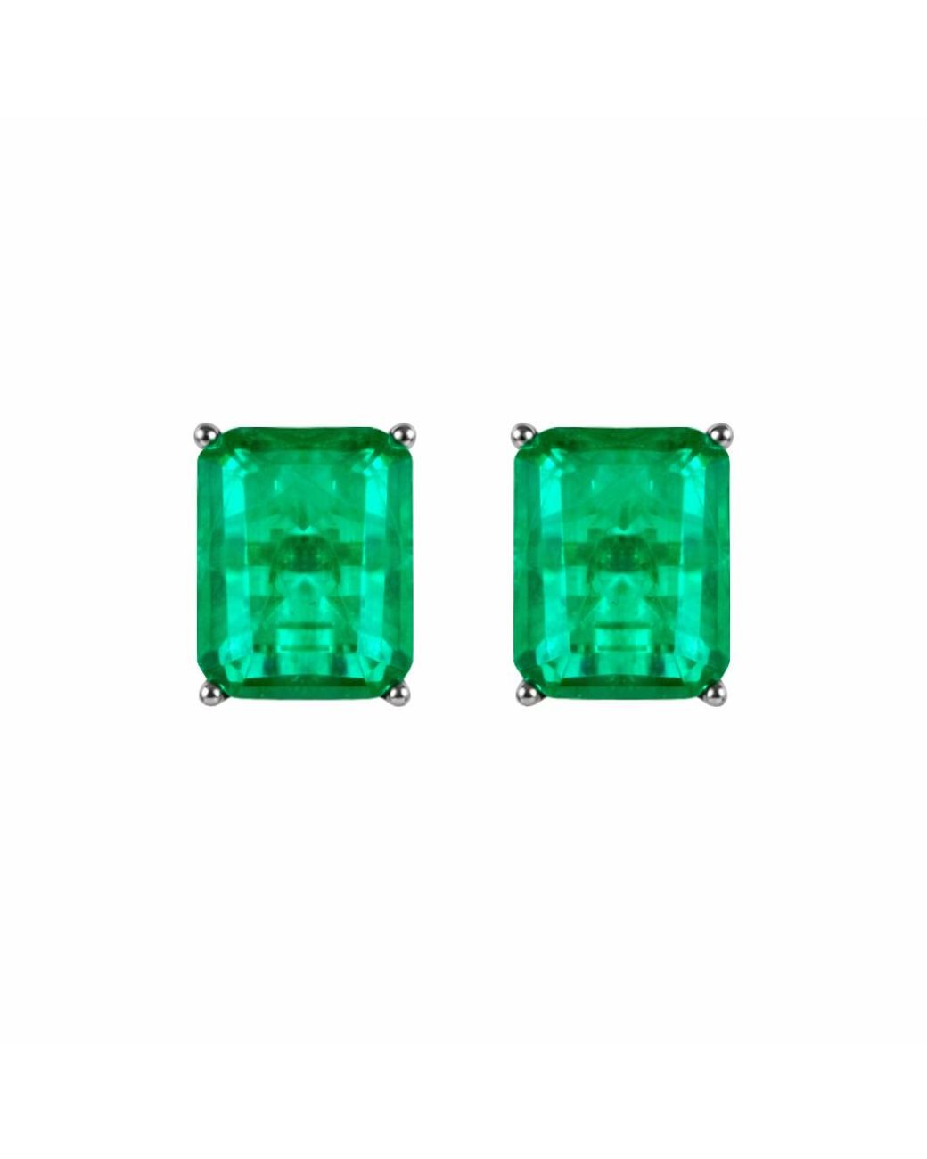 Gemma Azzurro Green Rectangular Emerald Stud Earrings