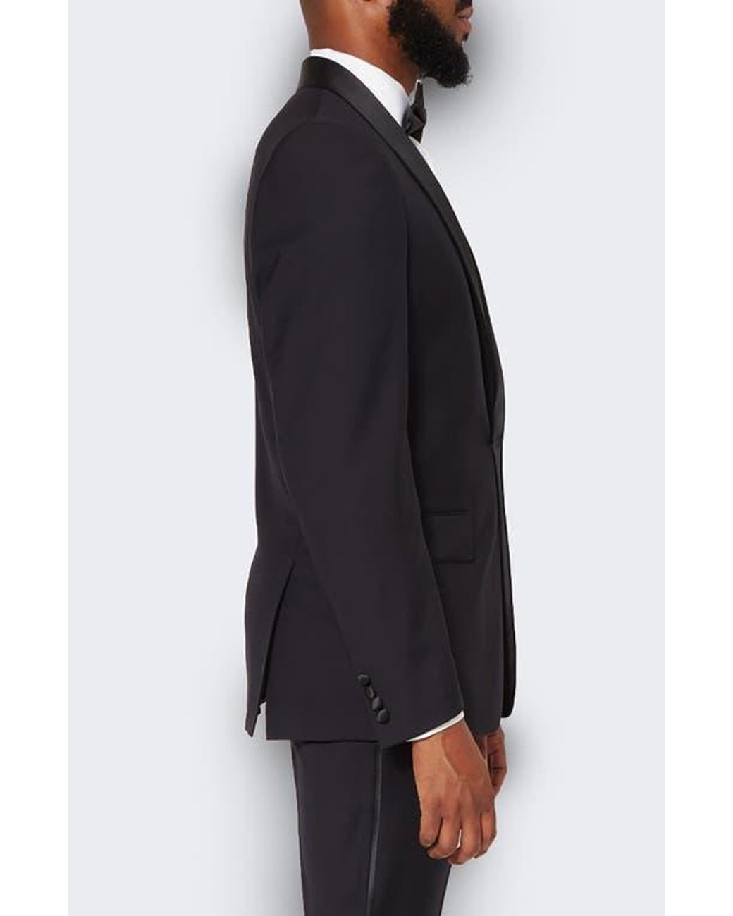 9tofive Blue Peak Lapel Solid Wool Tuxedo Jacket for men