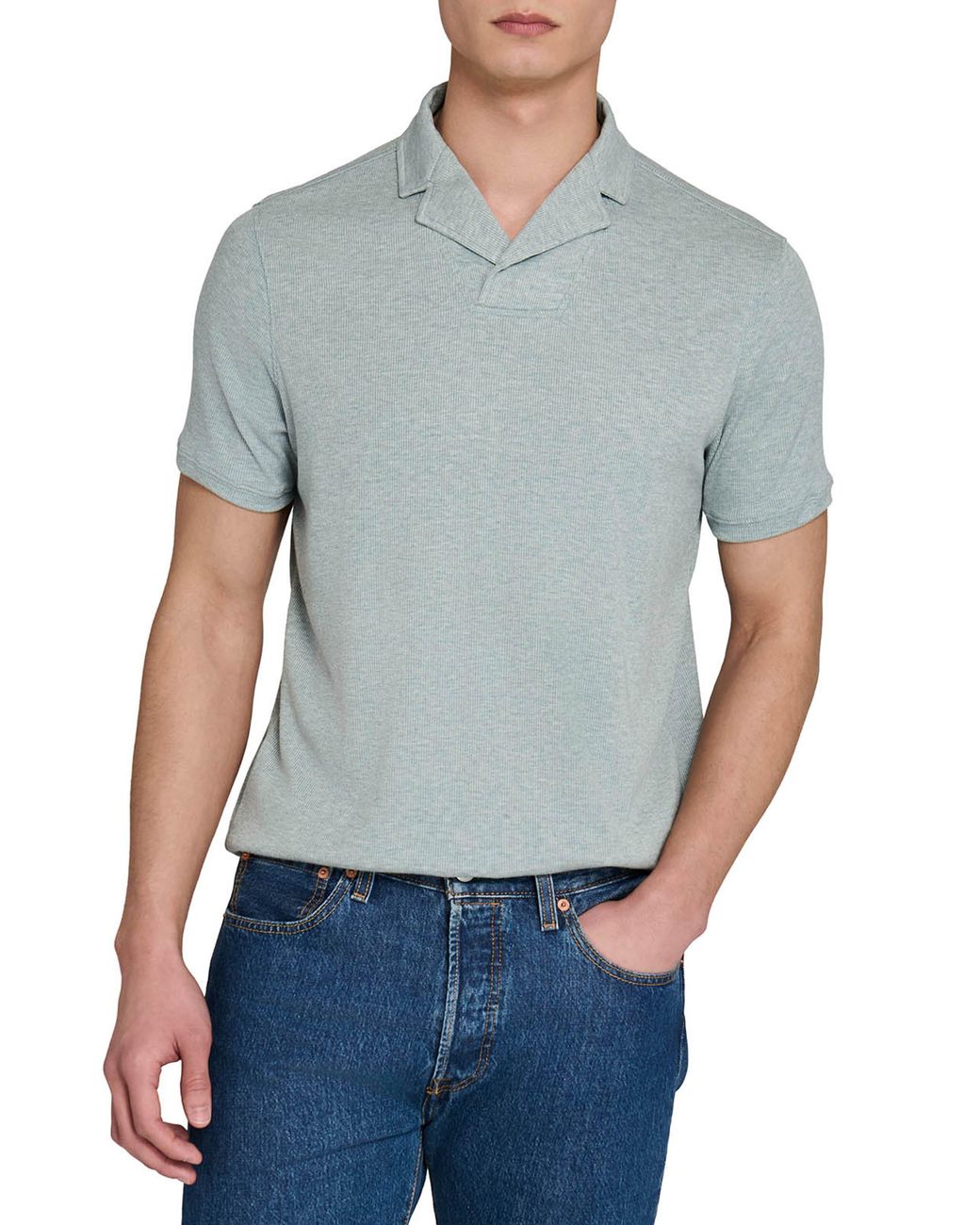 W.r.k. Blue Slim Fit Rib Solid Polo for men