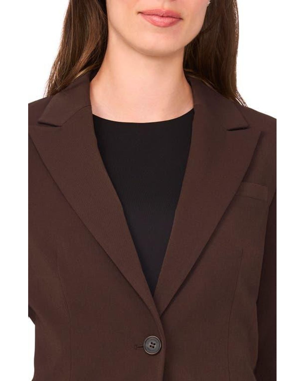 Halogen® Brown Clean One-Button Blazer