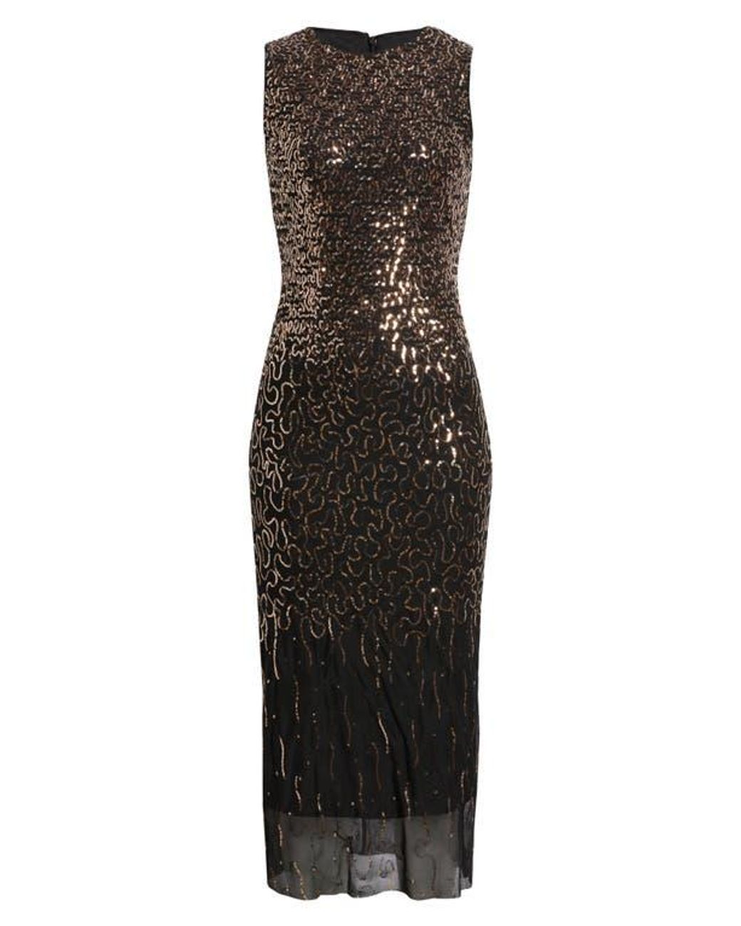 Anne Klein Sequin Sheath Midi Dress in Black | Lyst