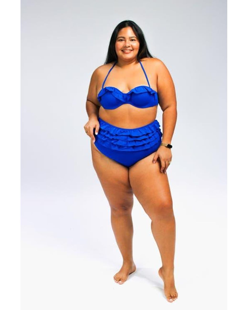 Mary Mercedes Blue Ruby Ruffle Bikini Bottom