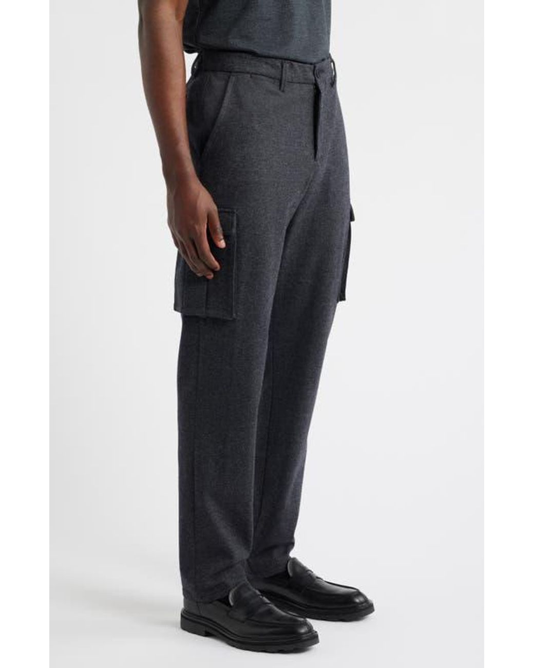 Bugatchi Gray Brushed Knit Flat Front Cargo Pants for men