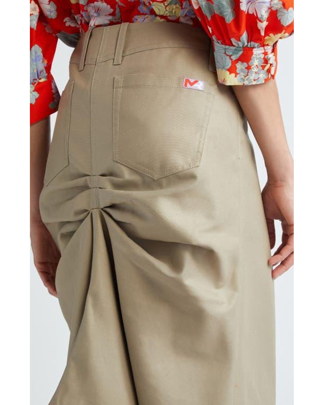 MERYLL ROGGE Draped Back Cotton A-Line Skirt in Natural | Lyst 