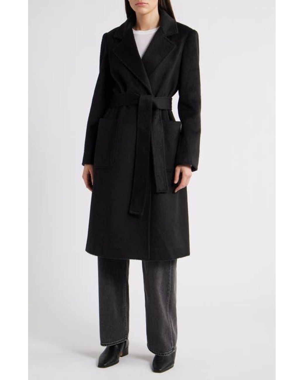 Sam Edelman Black Longline Wrap Coat