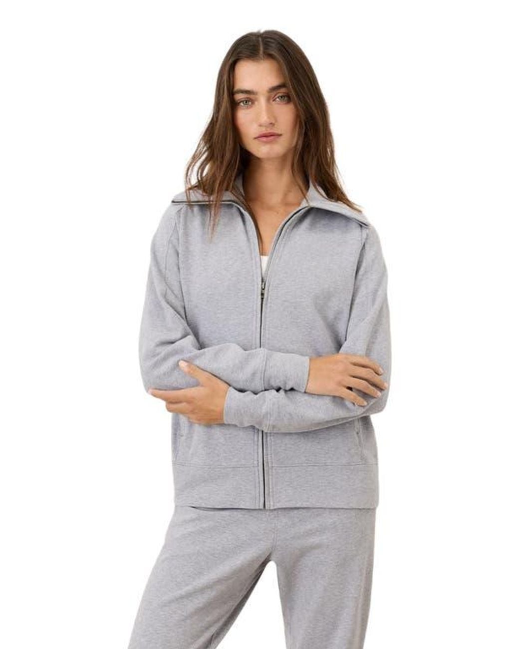 Pact Gray Cloudknit Zip Jacket