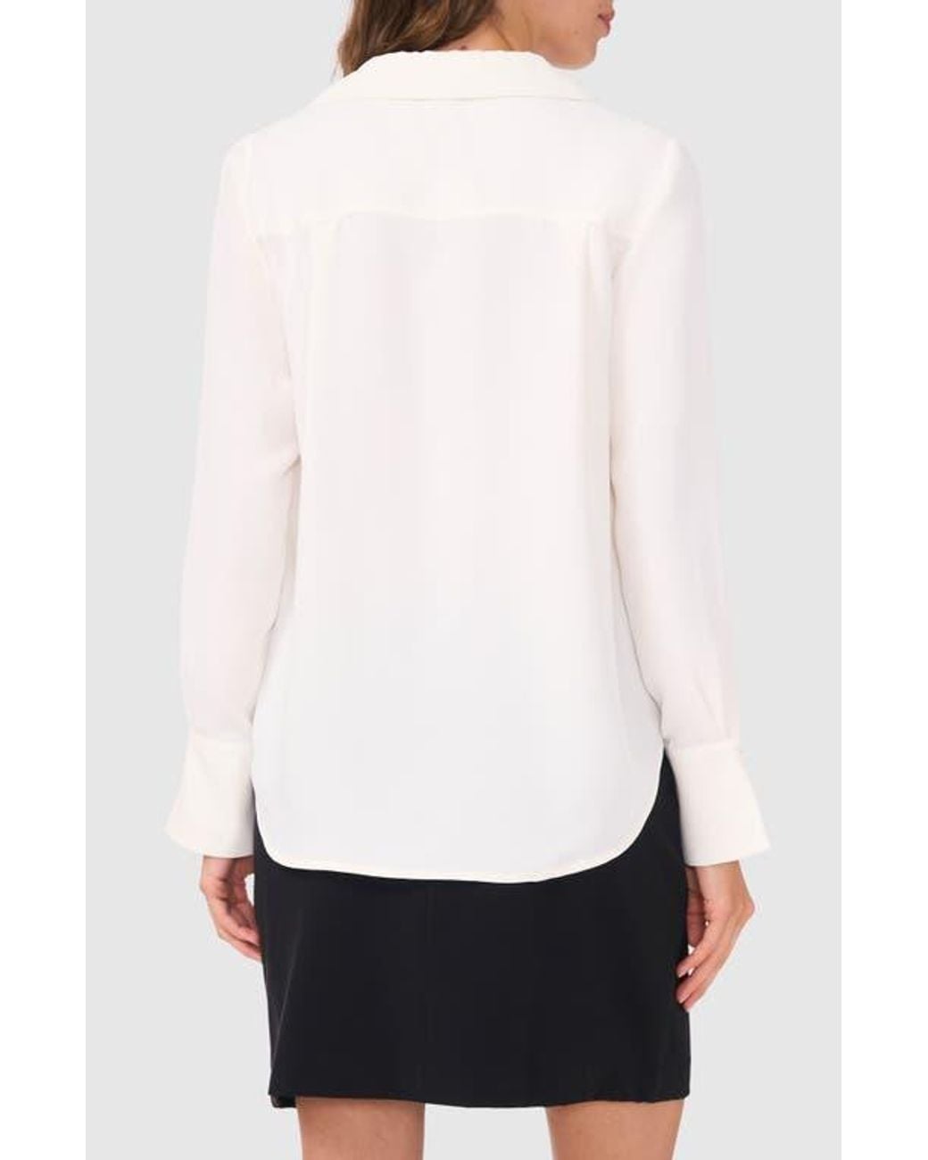 Halogen® White Split Cuff Button-Up Top