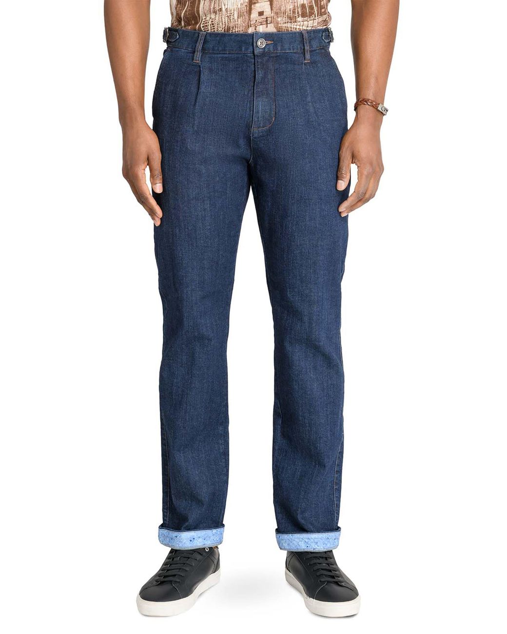 Brooklyn Brigade Blue Slim Fit Solid Pleated Pants for men