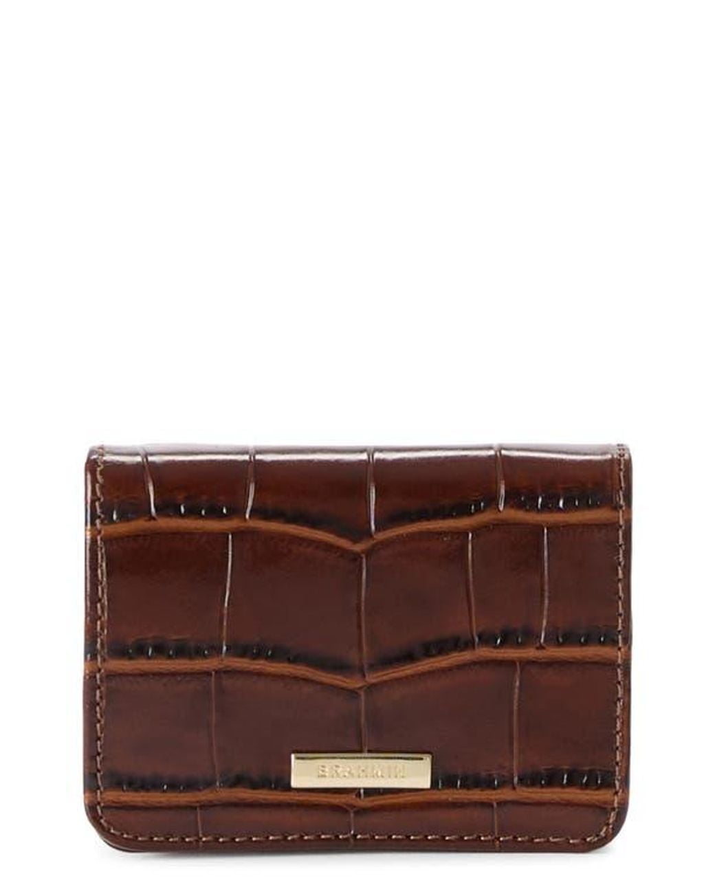 Brahmin Brown Clementine Embossed Leather Card Case