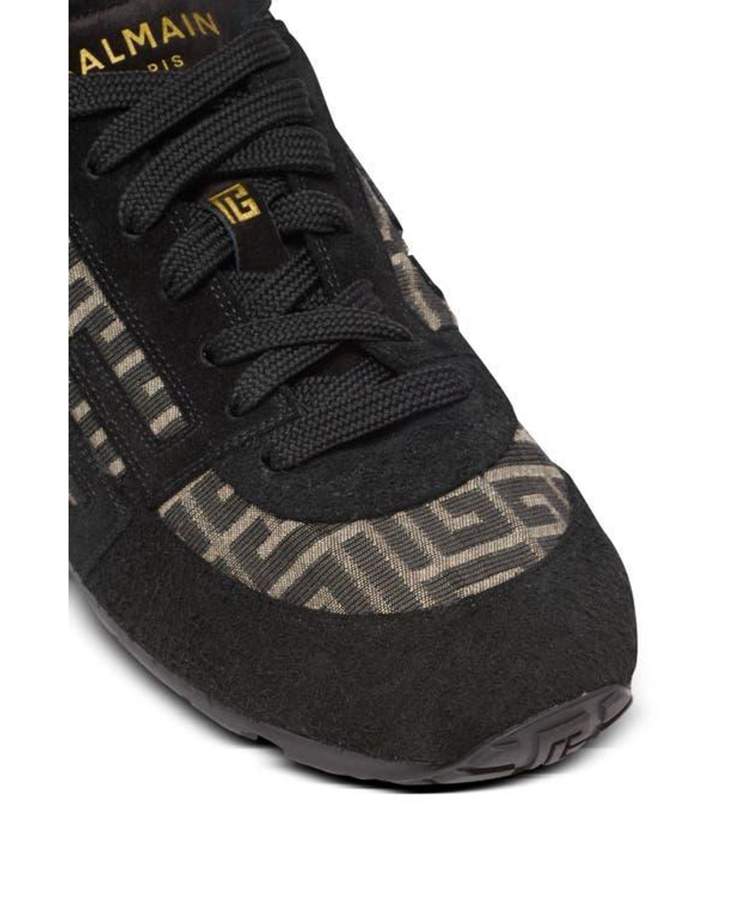 Balmain Racer 45 Monogram Jacquard Trainers in Black for Men | Lyst