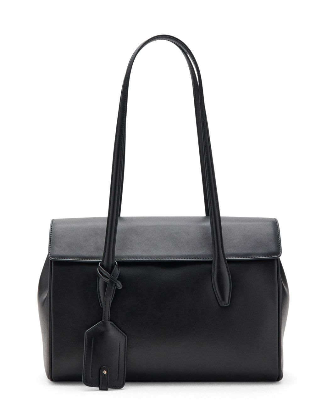 Mango Black Medium Leather Shoulder Bag With Charm
