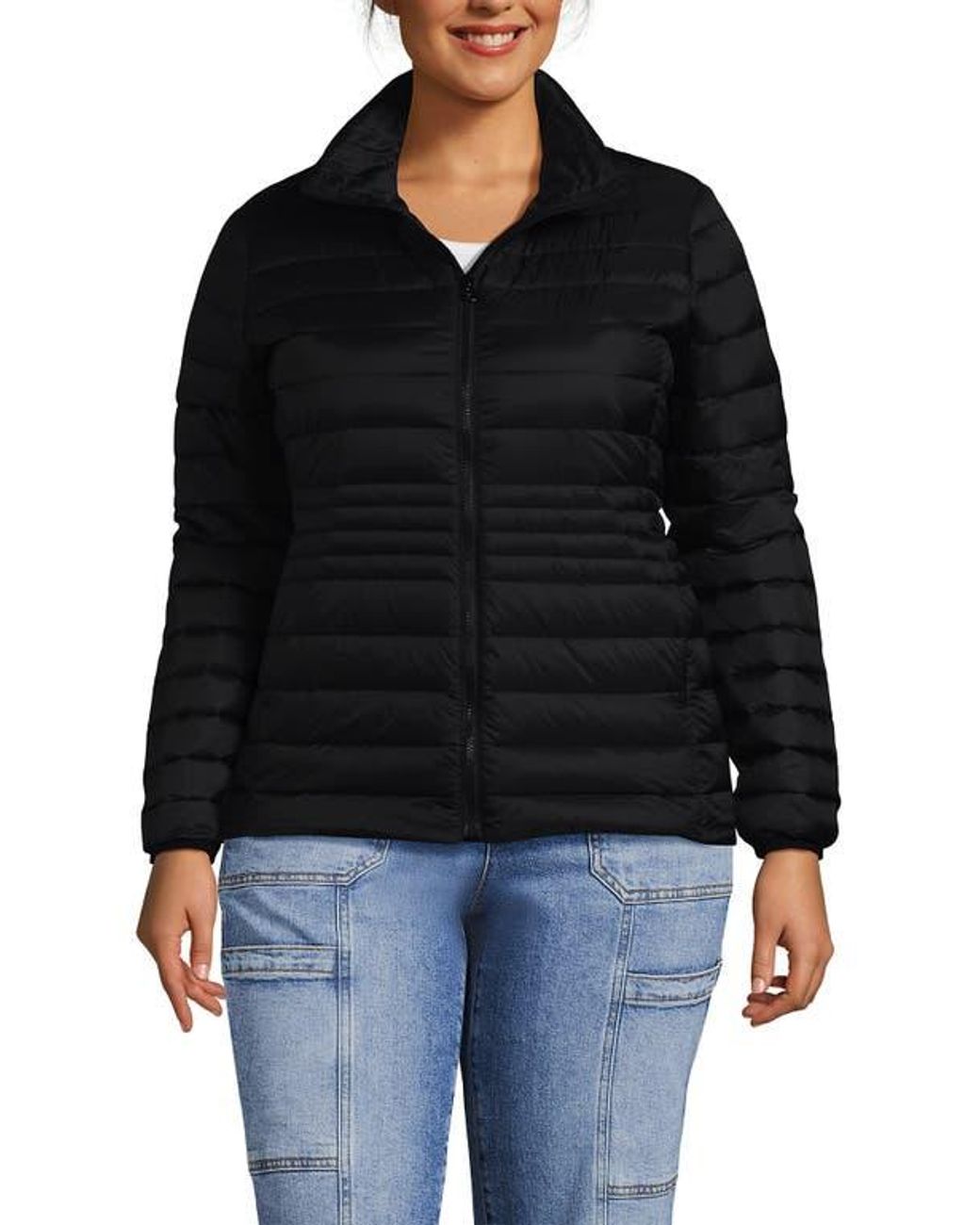 Lands' End Black Wanderweight Ultralight Packable Down Jacket