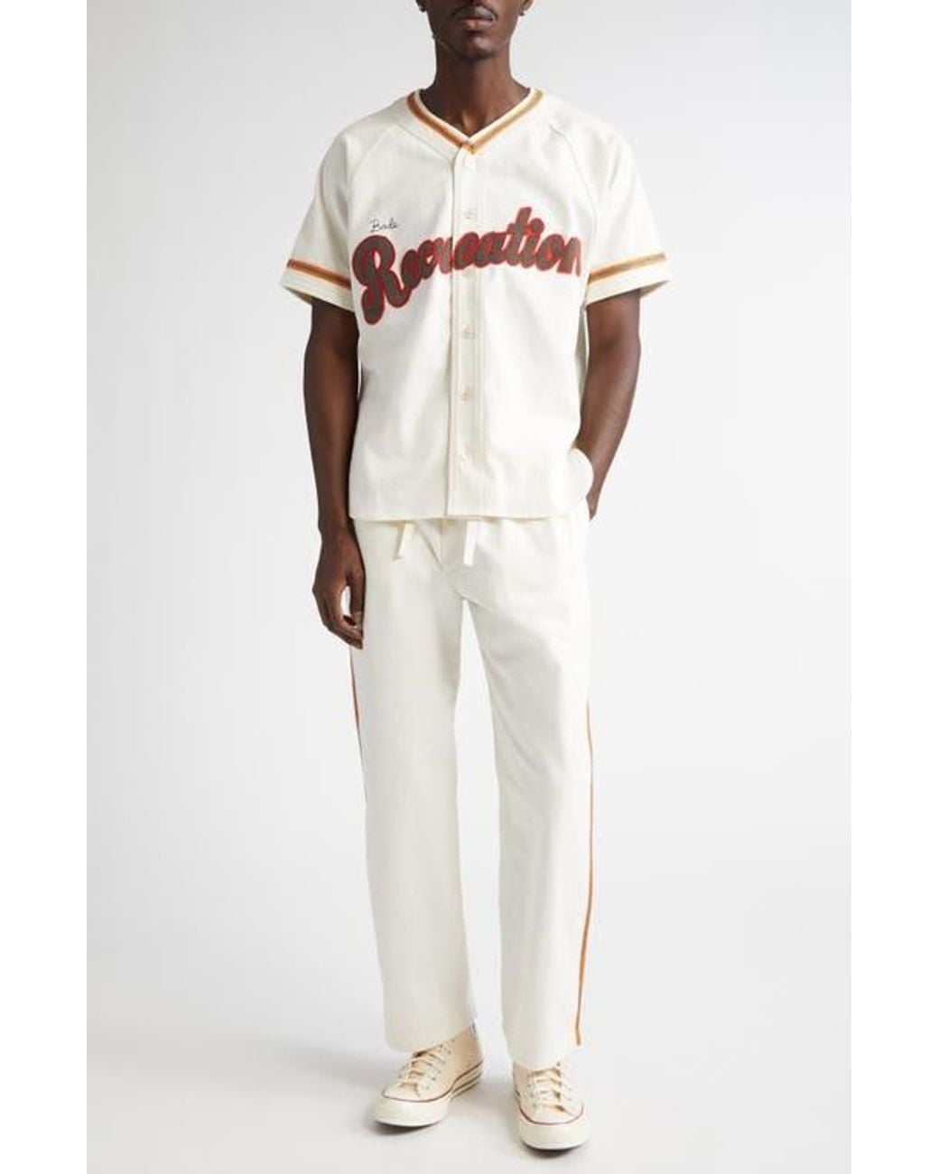 Bode White Baseball Button-Up Shirt for men