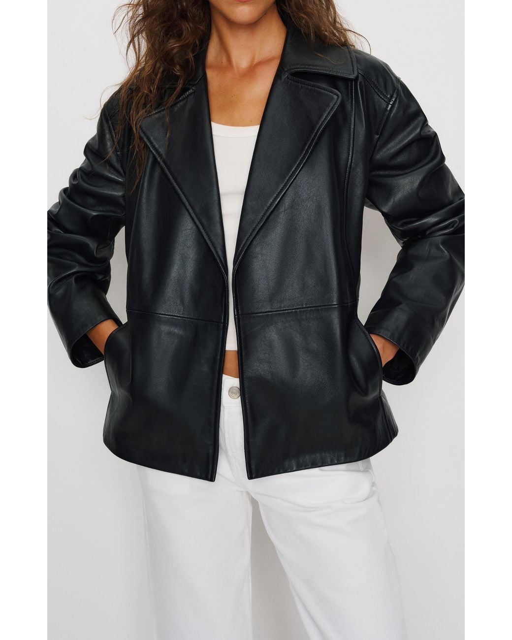 Reformation Black Veda Jaden Leather Jacket