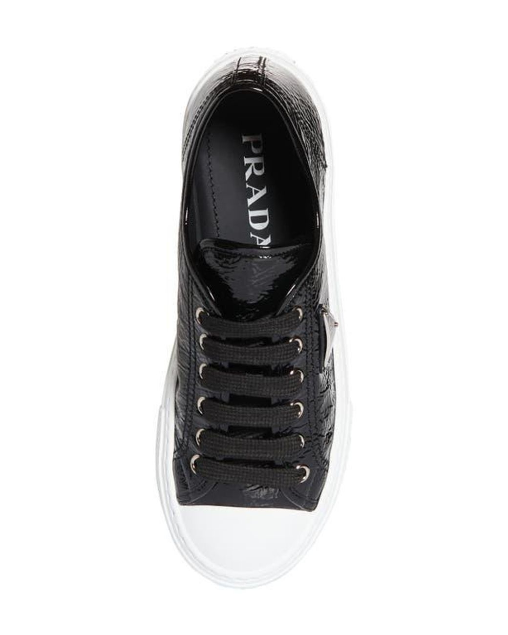 Prada Naplak Low Top Sneaker in Black | Lyst