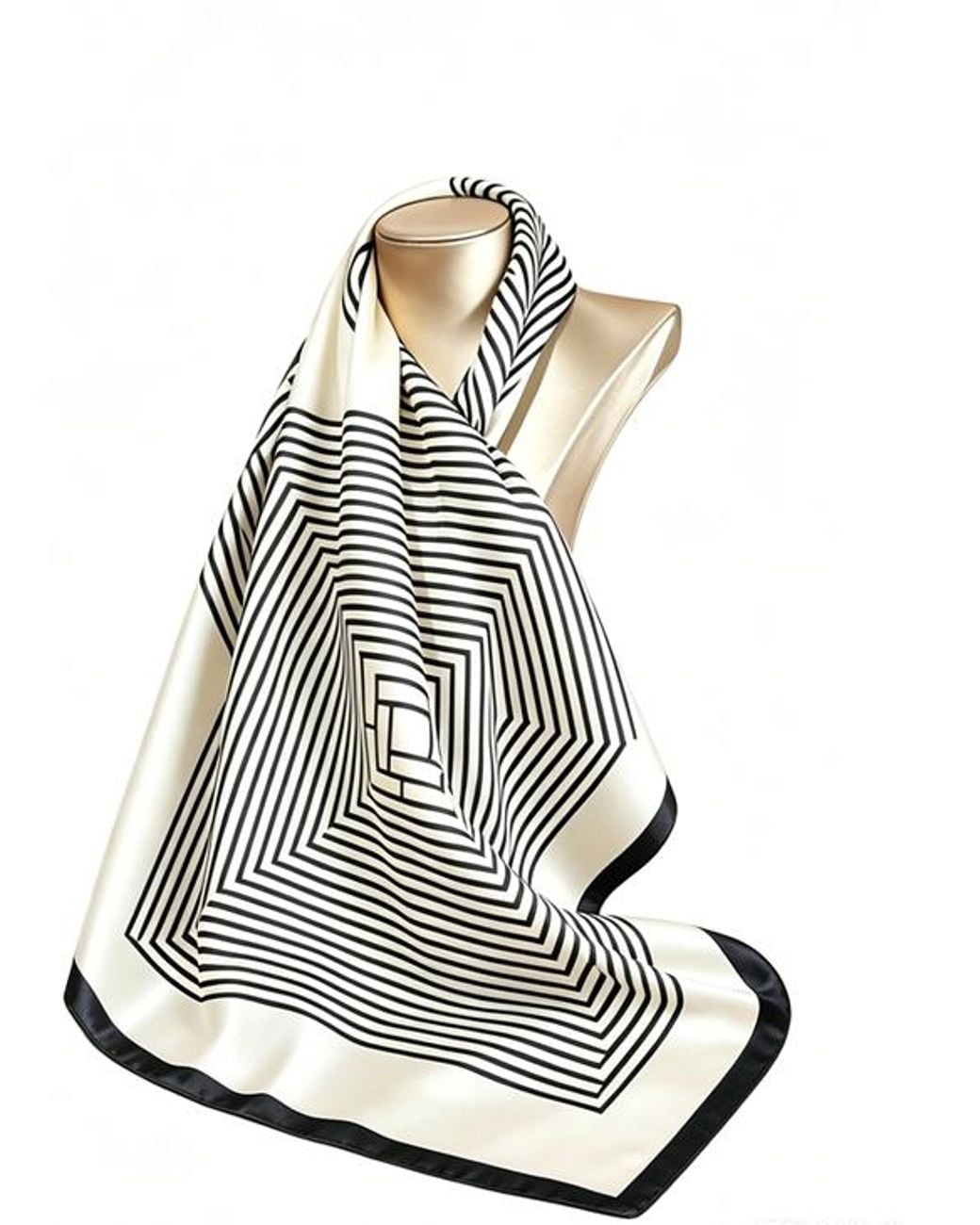 SILKSILKY White Elegantly Designed Silk Printed Square Scarf