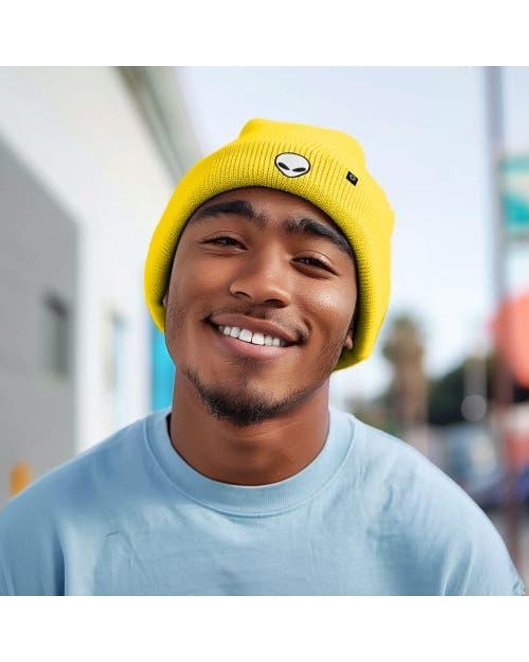 Alix Yellow Alien Beanie for men
