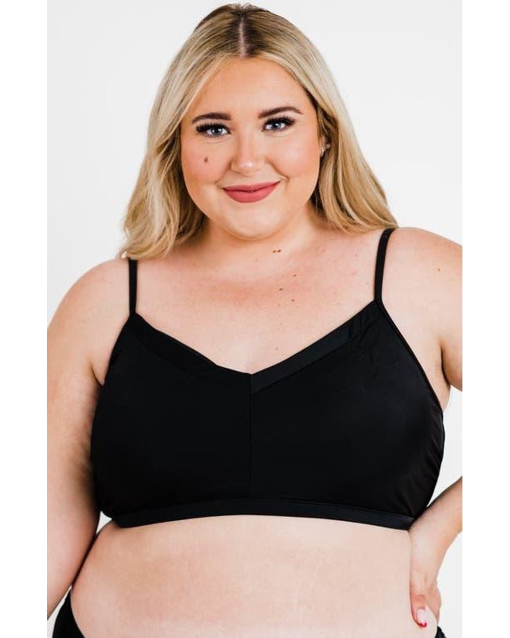 Calypsa Black Plus Sized Adjustable Strap Swim Bra