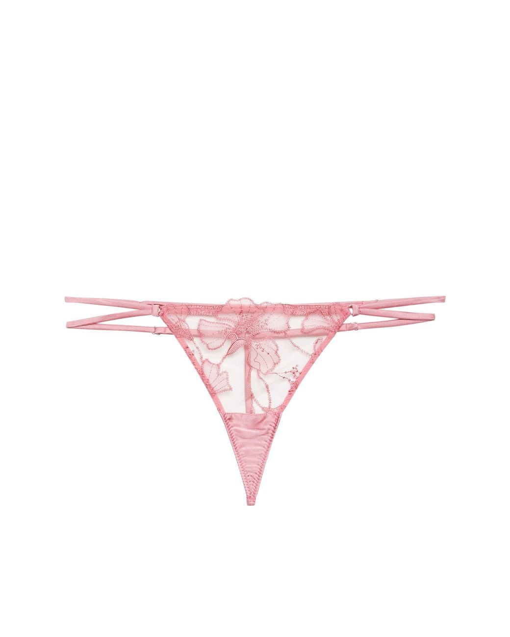 Fleur du Mal Pink Harper Embroidered G-String