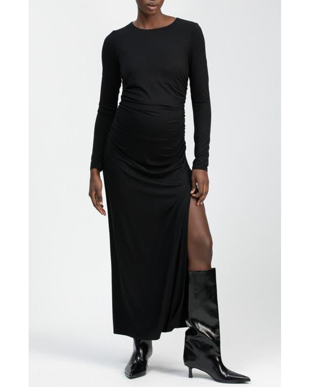 PIETRO BRUNELLI MATERNITY Daphne Ruched Long Sleeve Jersey Body-Con Maternity  Dress in Black | Lyst