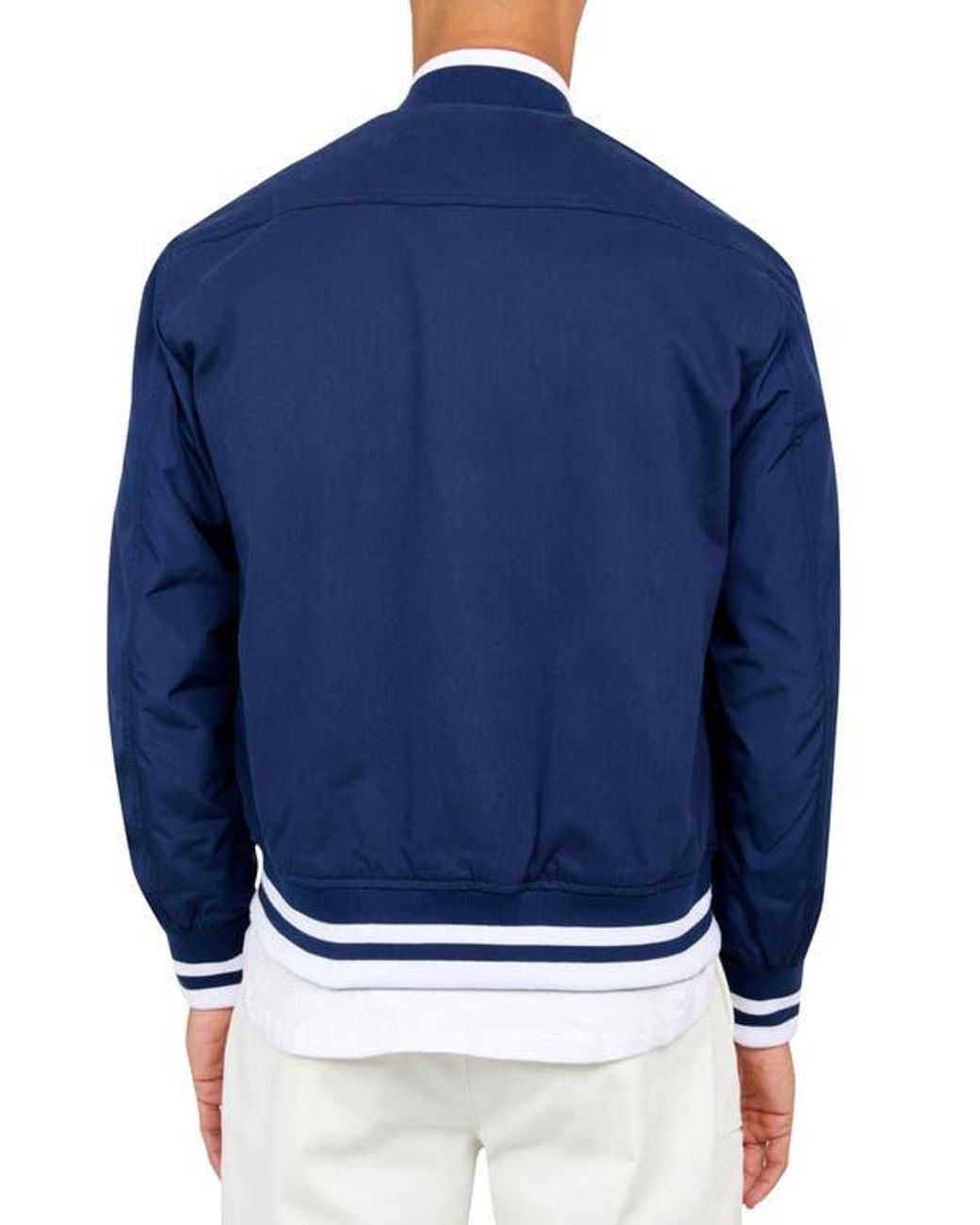 Con.struct Blue Solid Varsity Jacket for men