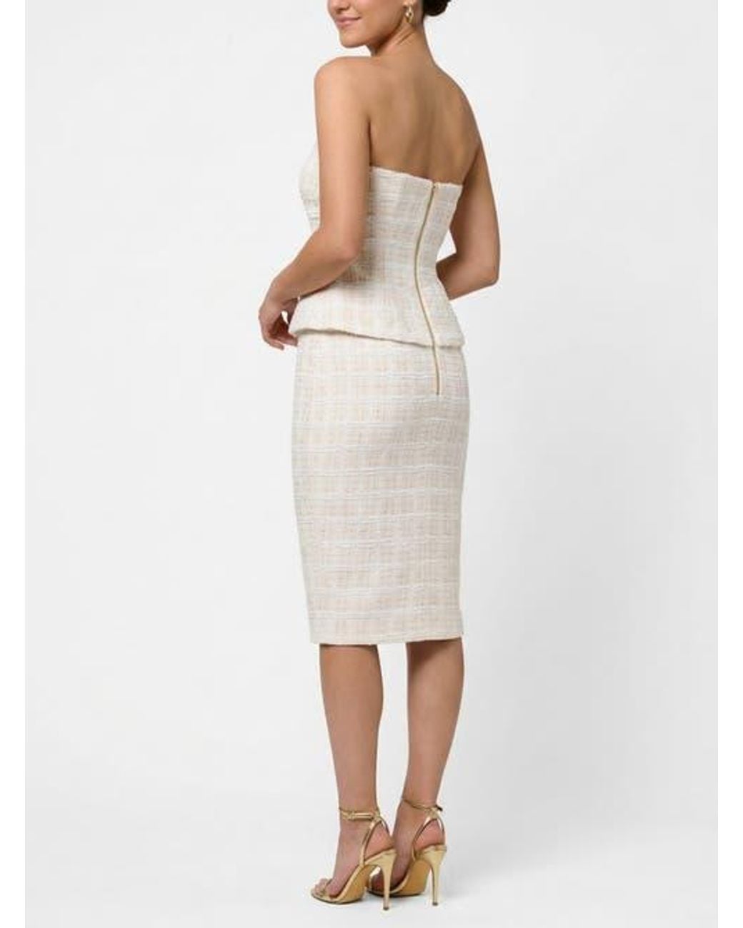 Rachel Roy White Ellison Tweed Peplum Midi Dress