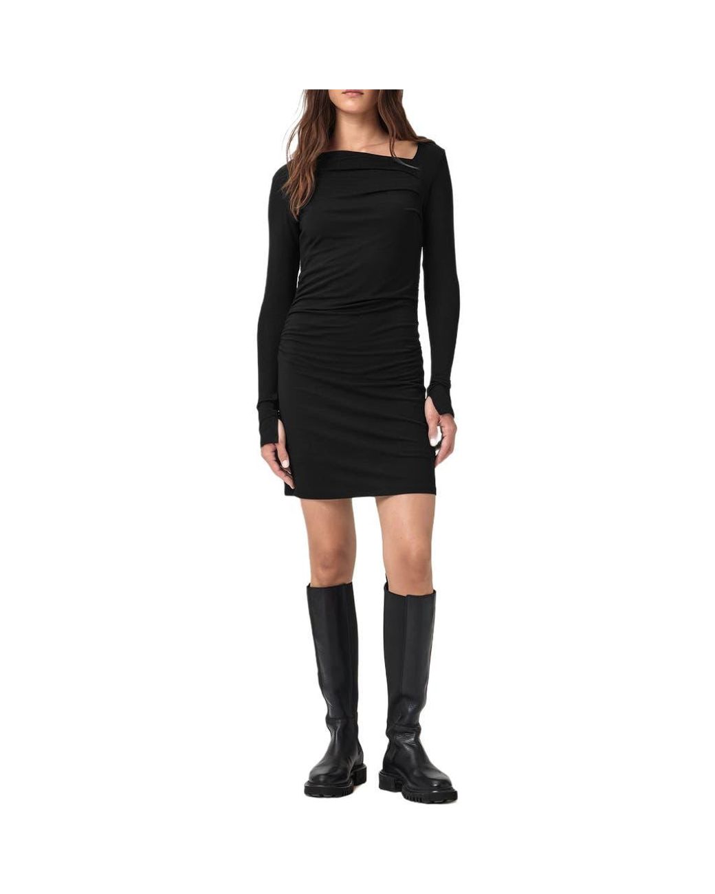 chinese dress ladies ALL SAINTS SPITALFIELDS BLACK SARANNE LONG SLEEVE MINI DRESS SIZE 8   Whispers Dress Agency