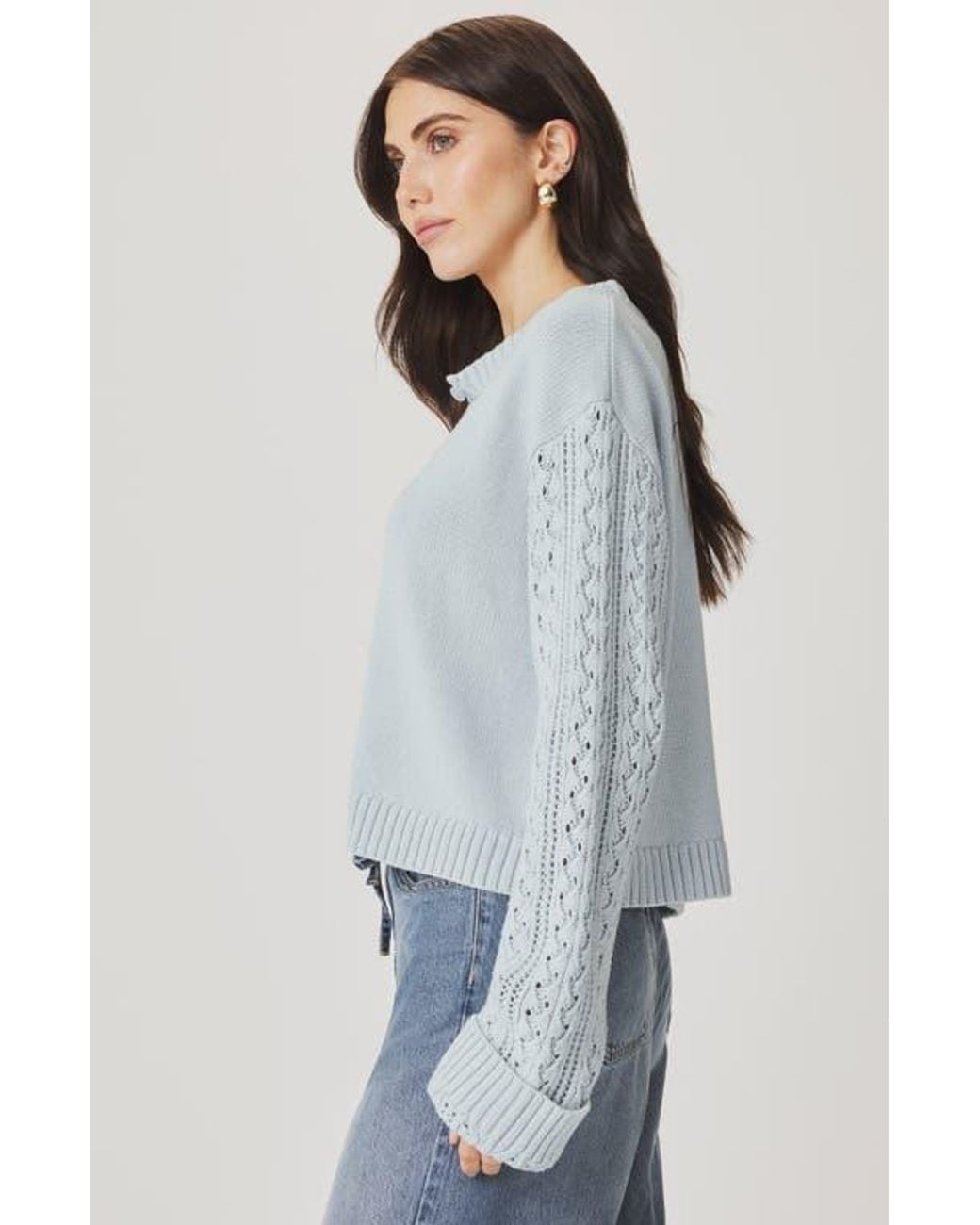 Splendid Gray Gracie Cable Stitch Sleeve Cardigan