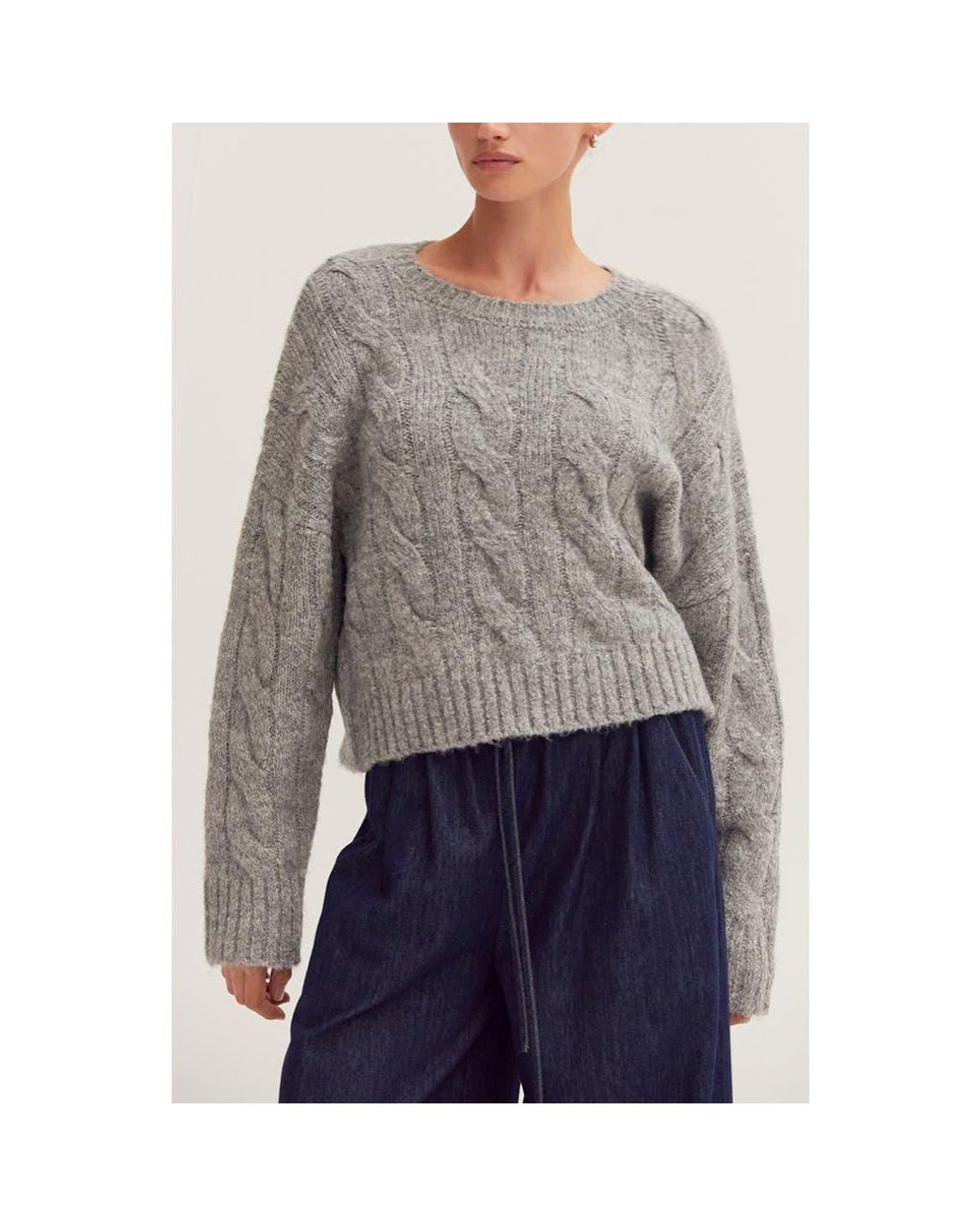 Crescent Gray Cable Knit Sweater