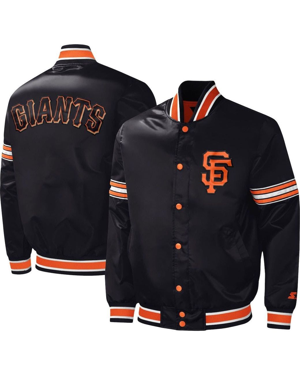 Starter San Francisco Giants Midfield Satin Fullsnap Varsity Jacket At