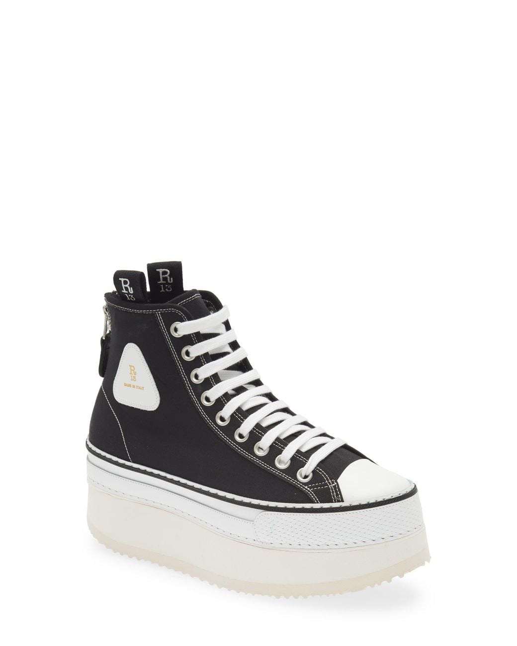 R13 White Platform High Top Sneaker