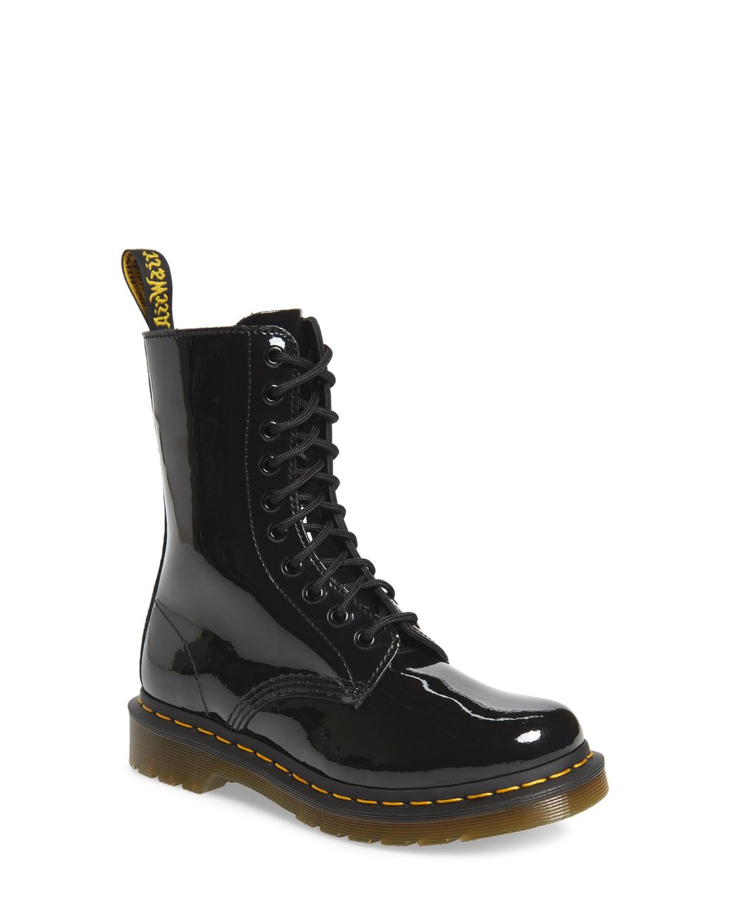 doc martens black patent boots