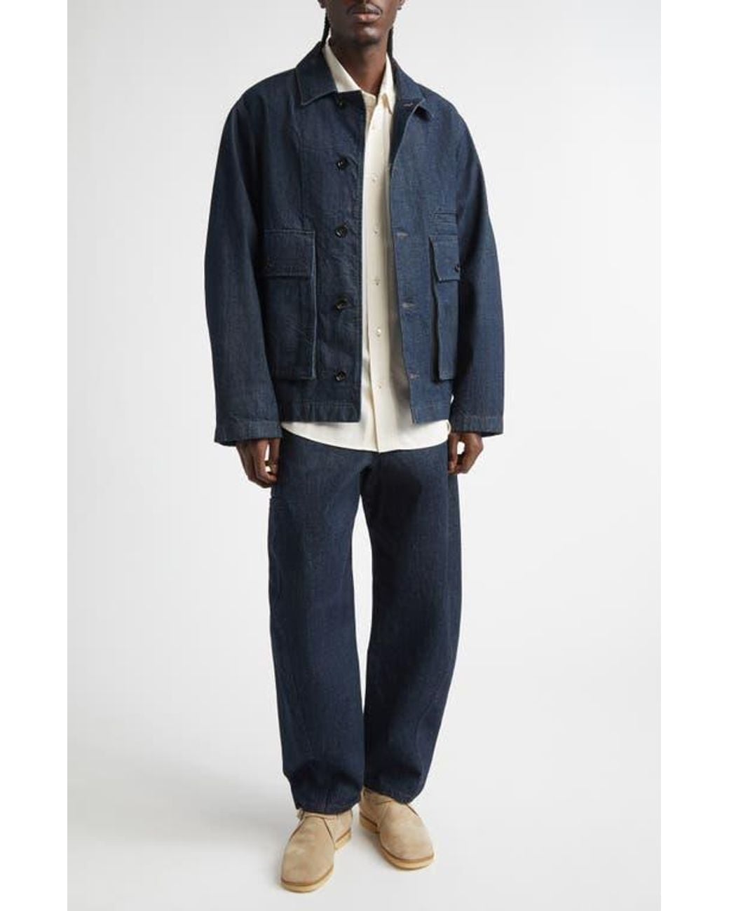 Lemaire Blue Twisted Seam Workwear Jeans for men