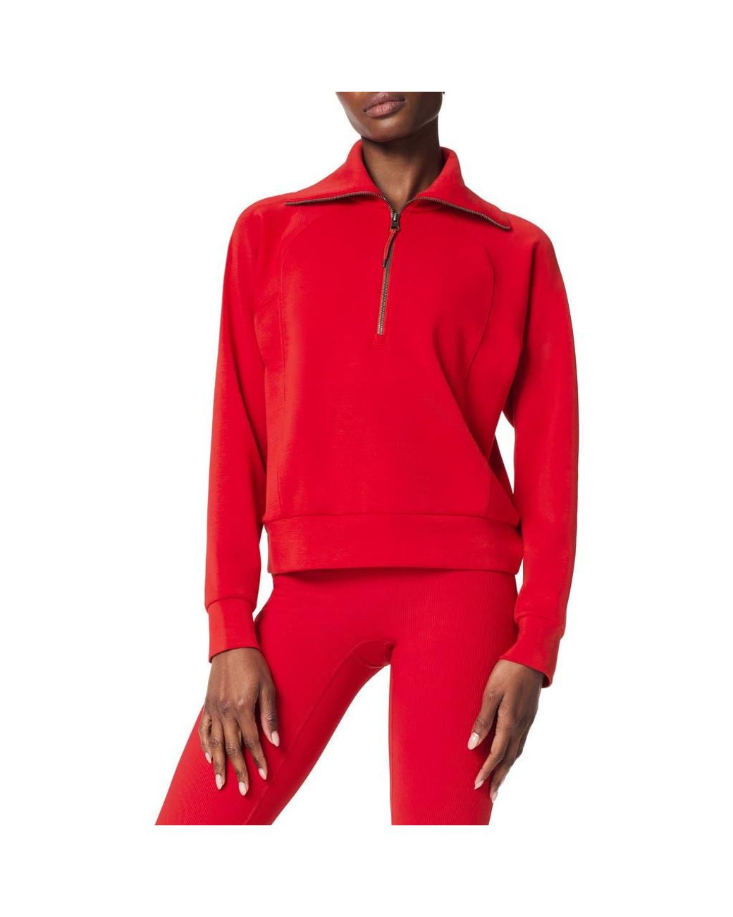 Spanx Red Airessentials Half Zip Sweatshirt