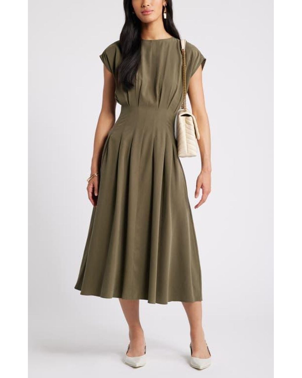 Nordstrom Pleated A-Line Dress in Green | Lyst