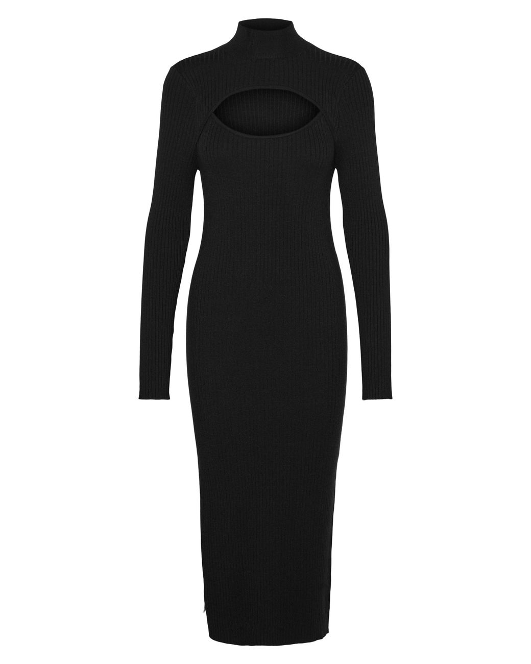 Vero Moda Yasmin Cutout Mock Neck Long Sleeve Midi Sweater Dress in Black |  Lyst