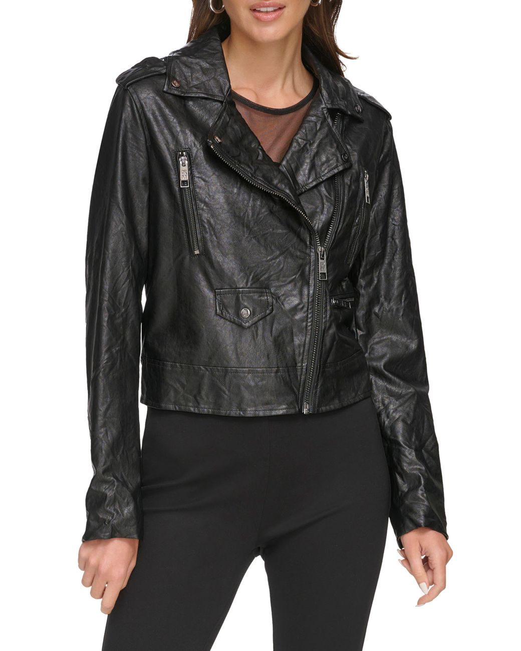 dkny leather motorcycle jacket