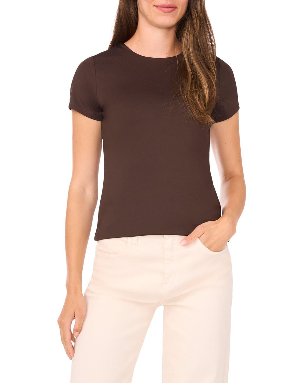 Halogen® Brown Essential Compression T-Shirt