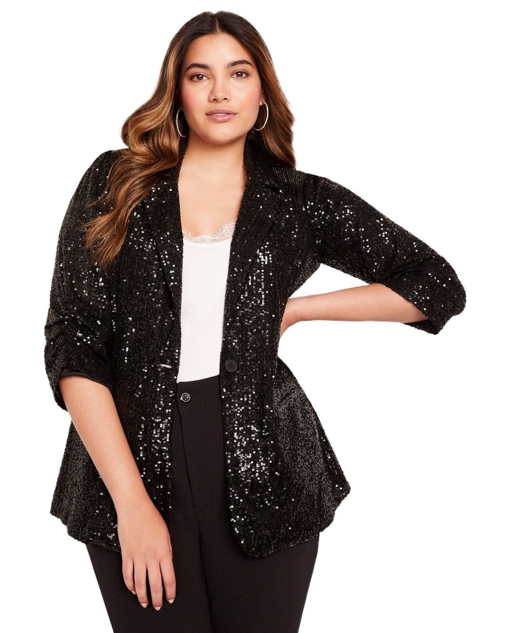 June + Vie Black Sequin Blazer