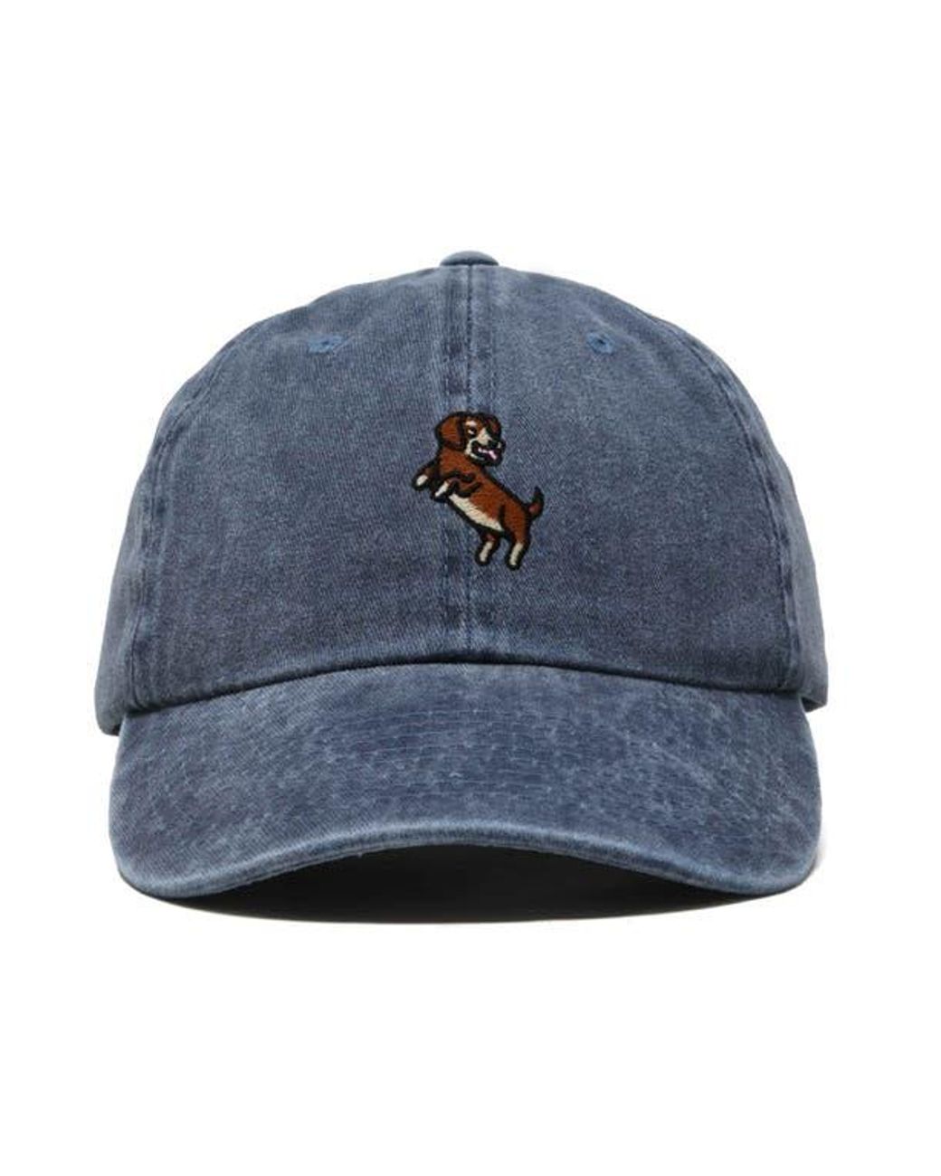 Alix Blue Dachshund Embroidered Dad Cap for men