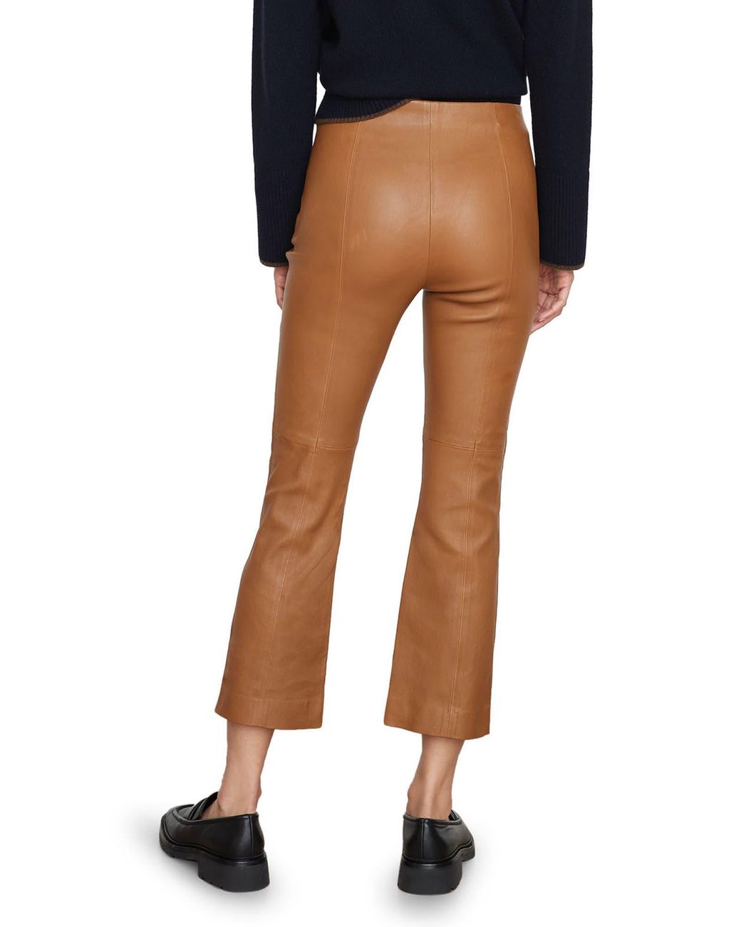 Vince Crop Flare Leg Leather Pants in Black Lyst