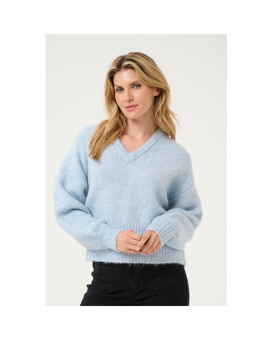 Kaffe Blue Katrina V-Neck Casual Fit Pullover