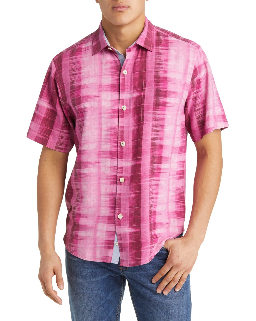 Tommy Bahama Shibori Bay Short Sleeve Silk Button-up Shirt in