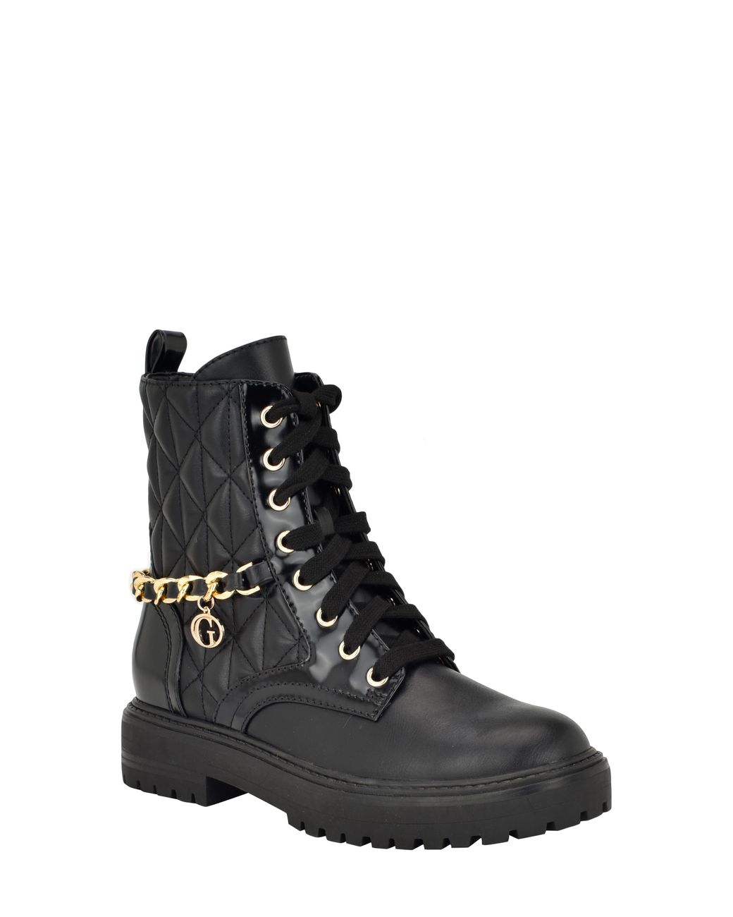 Guess Jellard Quilted Combat Boot in Black Lyst