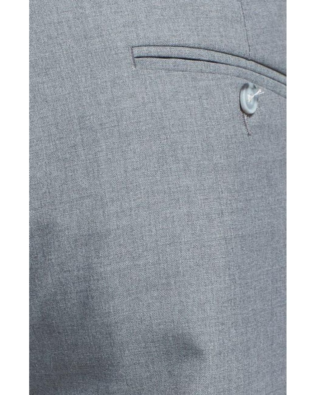 Berle Blue Self Sizer Waist Plain Weave Pleated Washable Trousers for men