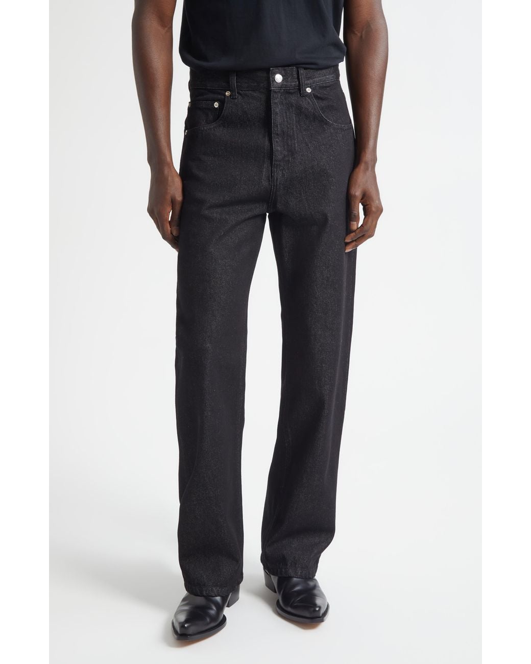 Second Layer Black Big Papi Relaxed Straight Leg Jeans for men
