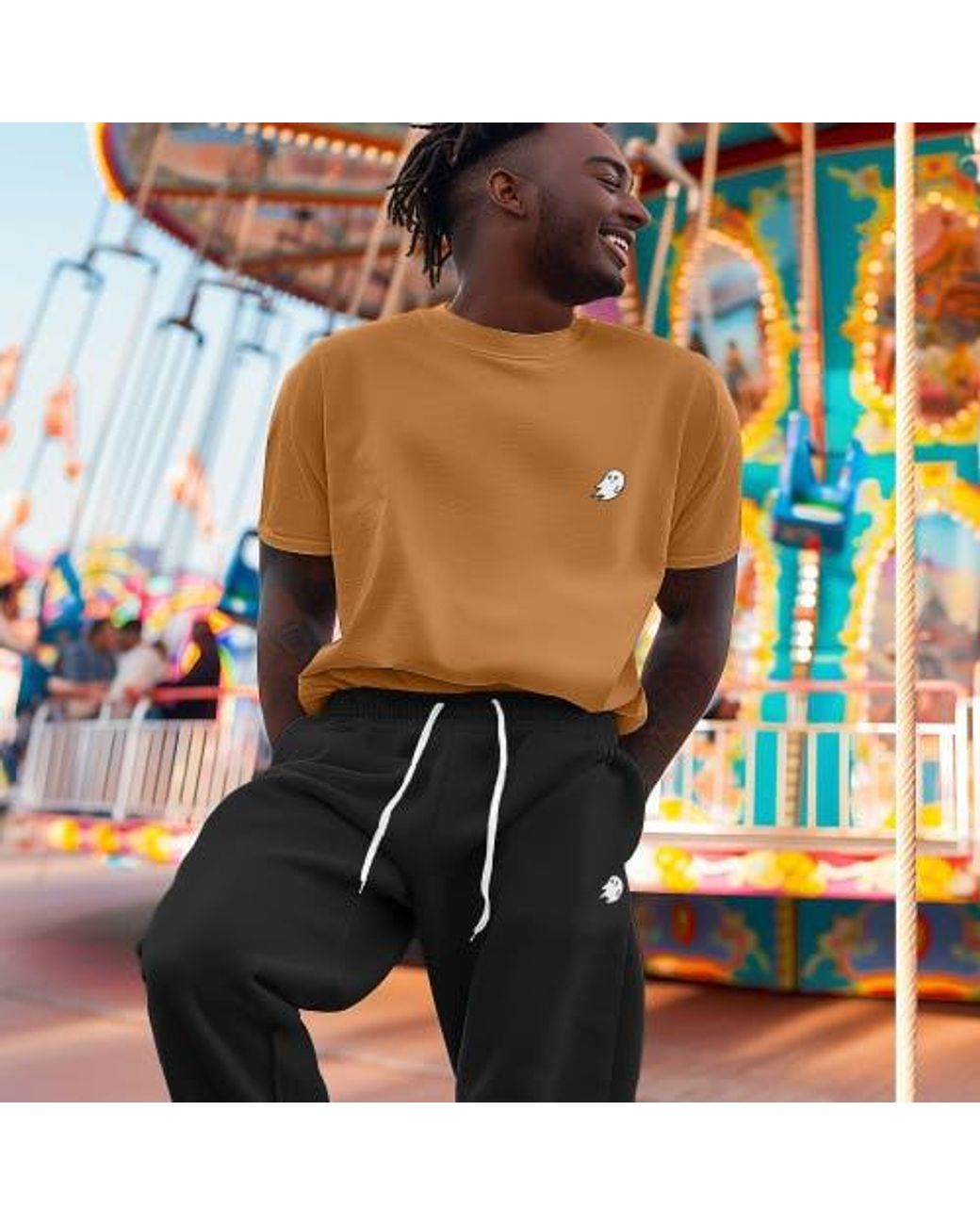 Alix Black Ghost Fleece Jogger Sweatpants for men