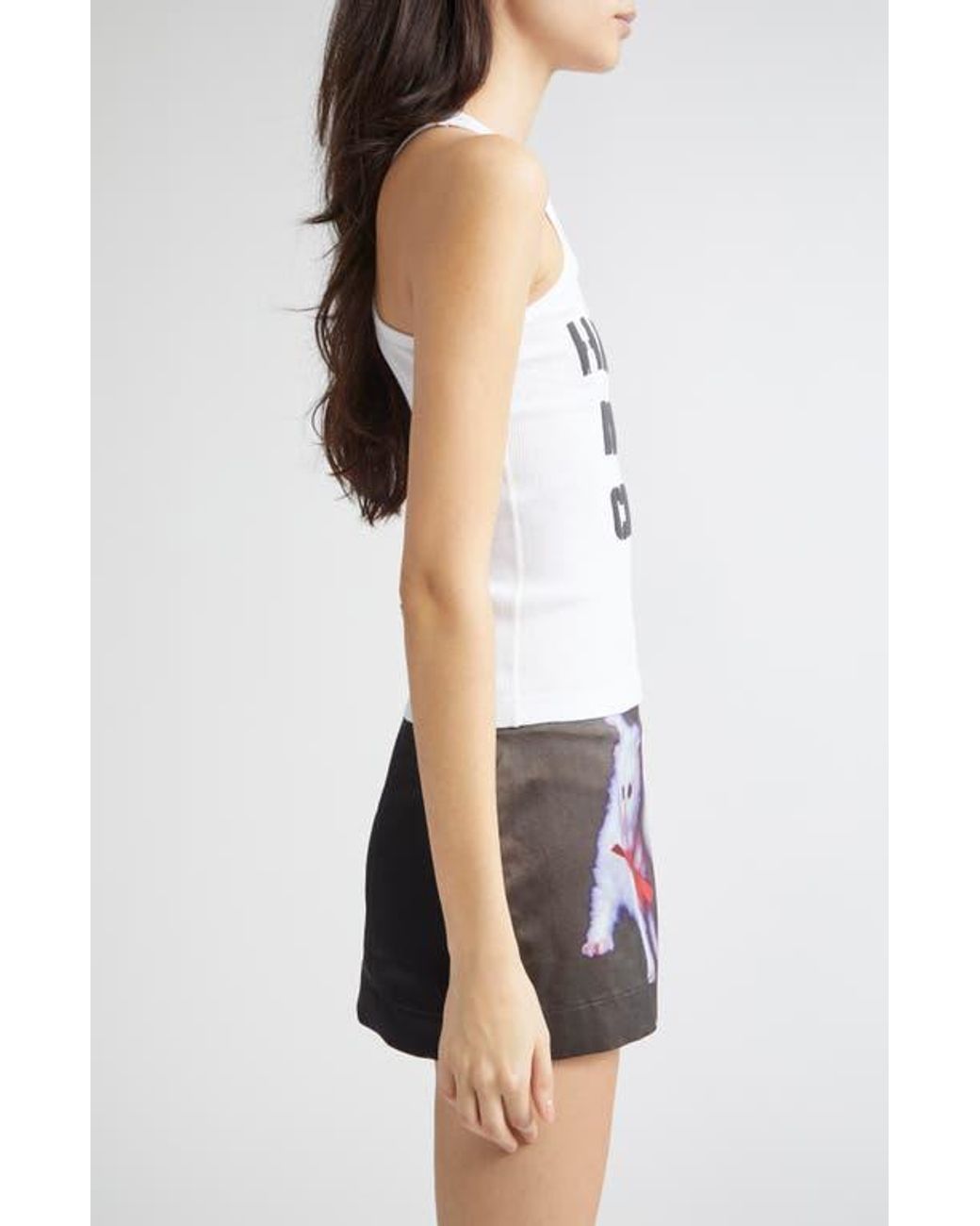 Ashley Williams Handle With Care Rib Graphic Tank in White | Lyst