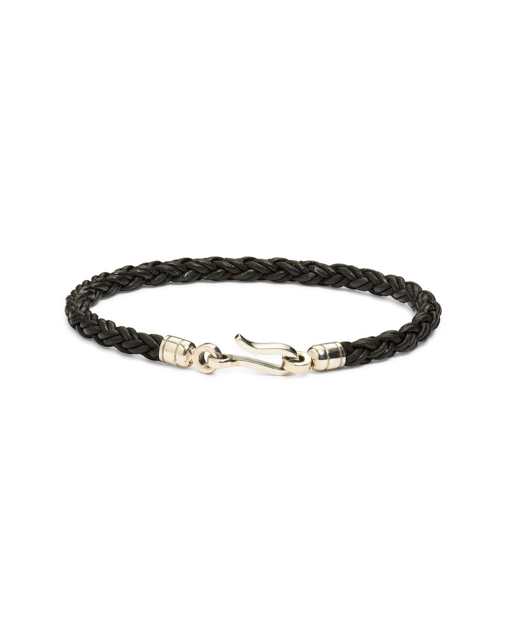 Caputo & Co. Black Twisted Braid Leather Bracelet for men