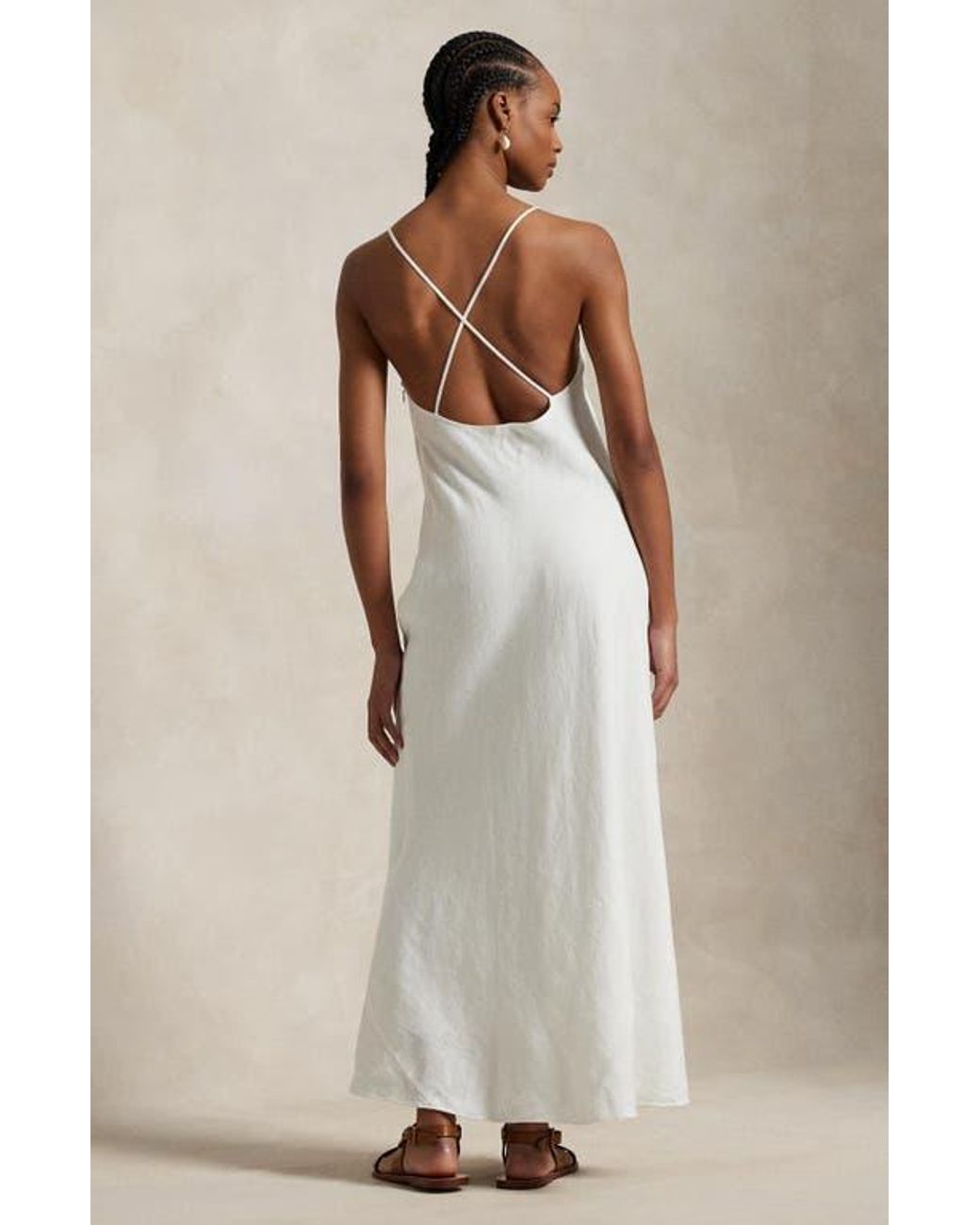 Polo Ralph Lauren Sleevleess Linen A-Line Dress in White | Lyst